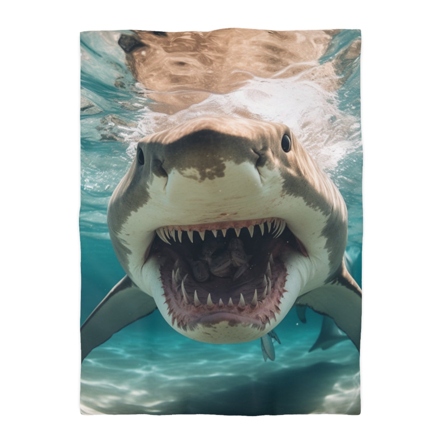 Bull Shark: River Monster Menace - Realistic Dark Water Predator - Microfiber Duvet Cover