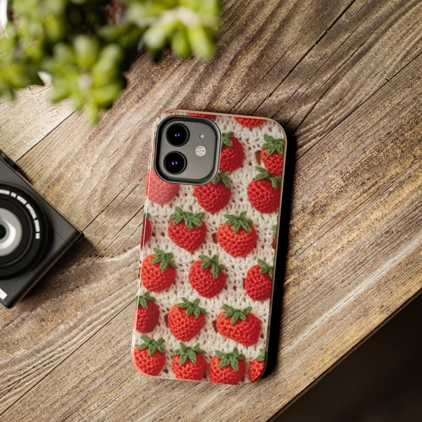 Strawberry Traditional Japanese, Crochet Craft, Fruit Design, Red Berry Pattern - Tough Phone Cases