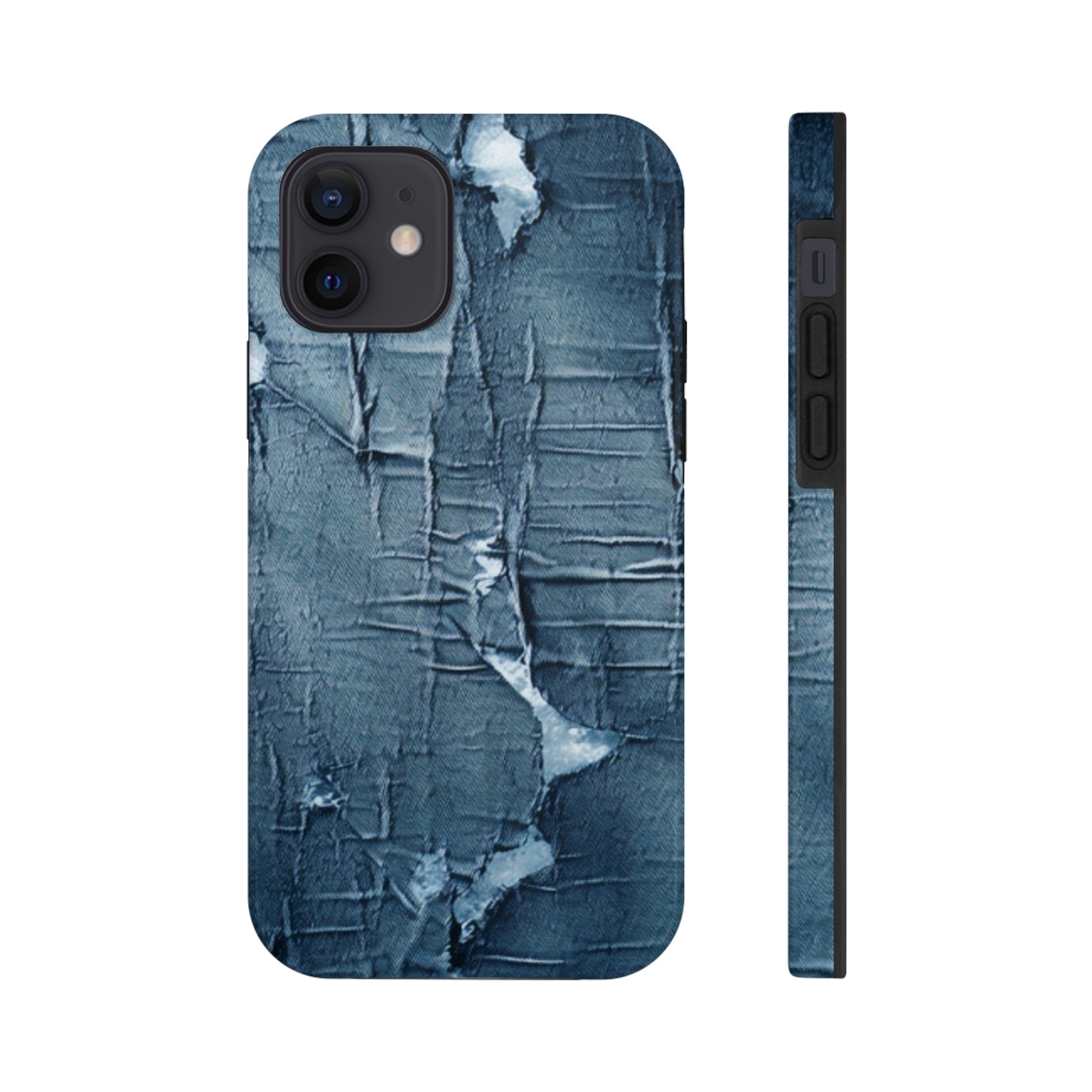 Distressed Blue Denim-Look: Edgy, Torn Fabric Design - Tough Phone Cases