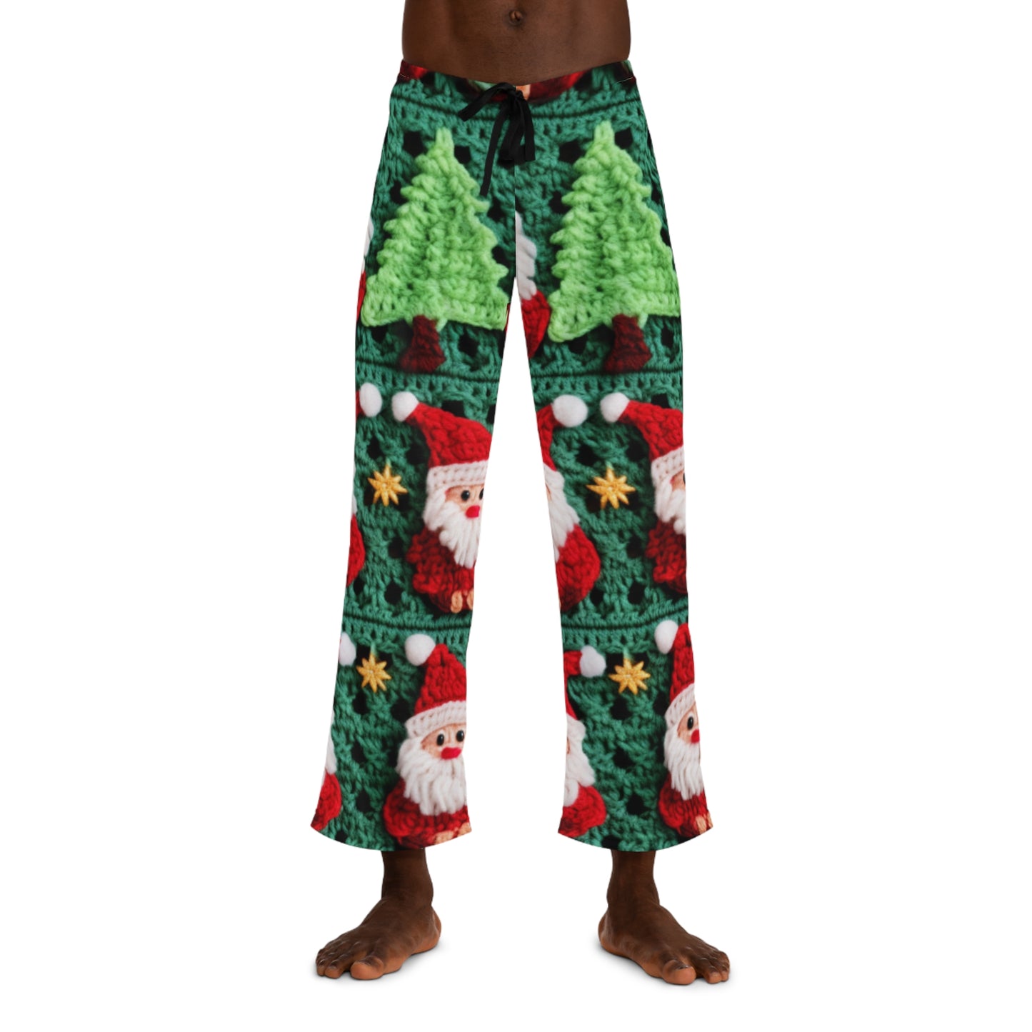 Santa Claus Crochet Pattern, Christmas Design, Festive Holiday Decor, Father Christmas Motif. Perfect for Yuletide Celebration - Men's Pajama Pants (AOP)