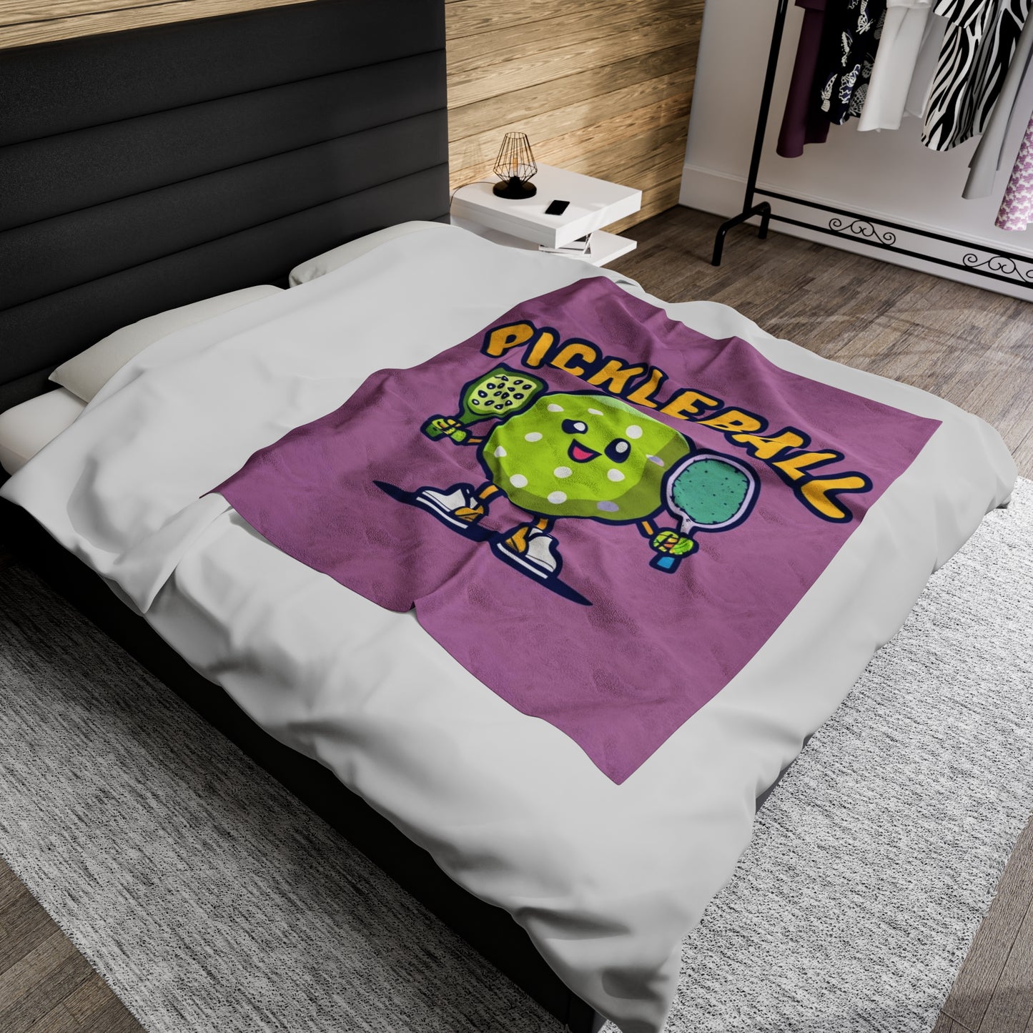 Pickleball Anime kawaii - Cartoon Graphic - Sport Character - Velveteen Plush Blanket