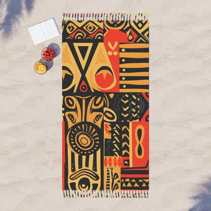 Tribal Art-Inspired Abstract Symbols, Heritage - Boho Beach Cloth