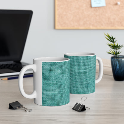 Quality Mint Turquoise Denim  Fabric Deisgn, Stylish Material - Ceramic Mug 11oz