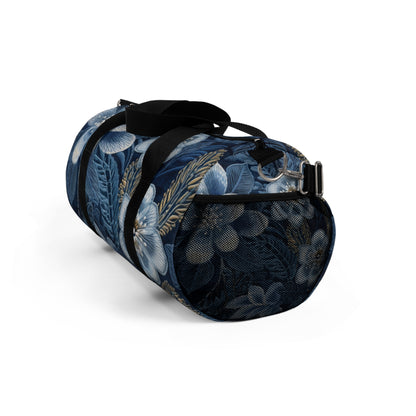 Flower Blossom Embroidery Floral on Denim Style - Duffel Bag