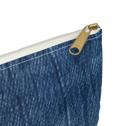 Indigo Splash: Washed Denim Reverie in Deep Blue - Accessory Pouch