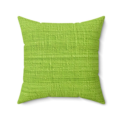 Verde neón de hierba exuberante: estilo de tela primaveral inspirado en la mezclilla - Almohada cuadrada de poliéster hilado