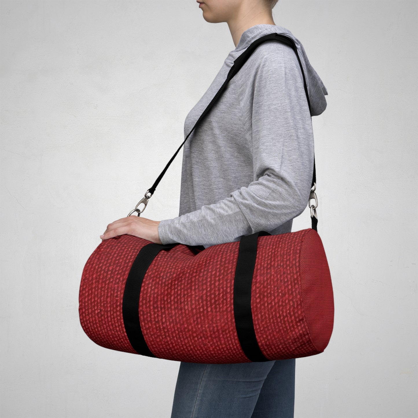 Bold Ruby Red: Denim-Inspired, Passionate Fabric Style - Duffel Bag