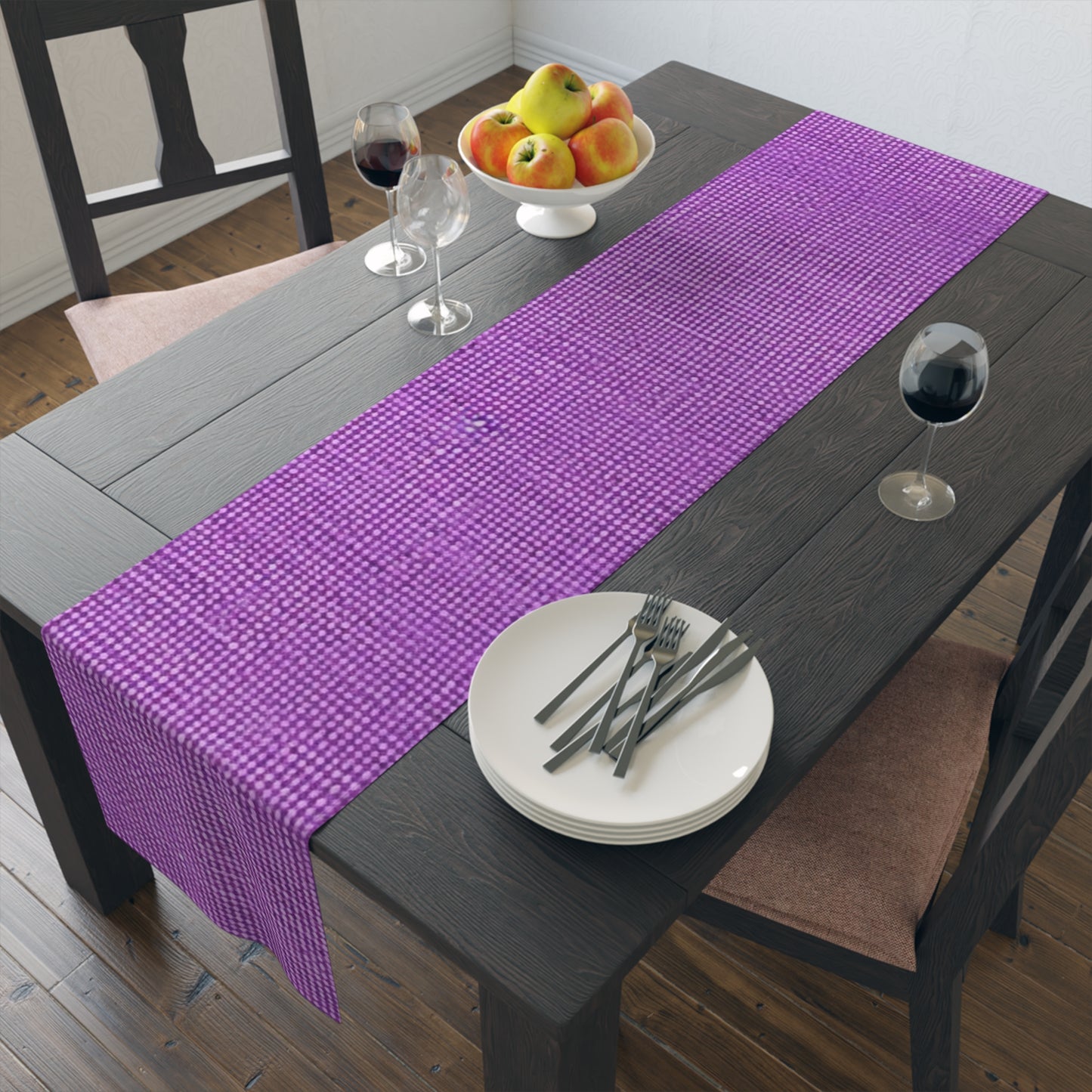 Hyper Iris Orchid Red: Denim-Inspired, Bold Style - Table Runner (Cotton, Poly)