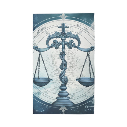 Blue Tones Libra Zodiac Cosmic Astro - Balance Scale & Symbols - Dobby Rug