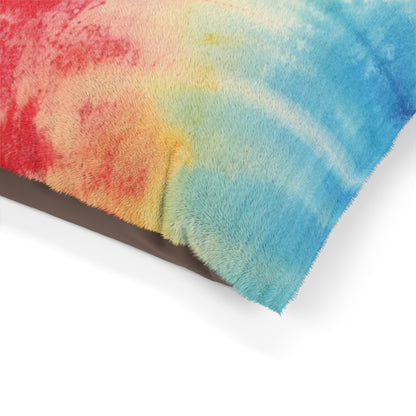 Rainbow Tie-Dye Denim: Vibrant Multi-Color, Fabric Design Spectacle - Dog & Pet Bed