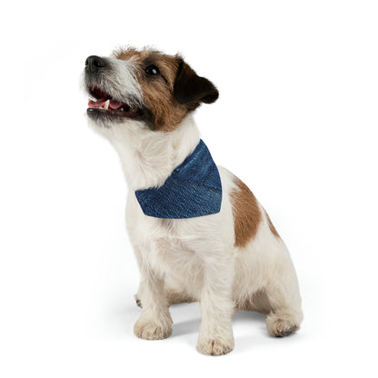 Dark Blue: Distressed Denim-Inspired Fabric Design - Pet Bandana Collar