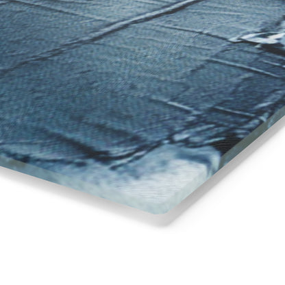 Distressed Blue Denim-Look: Edgy, Torn Fabric Design - Cutting Board