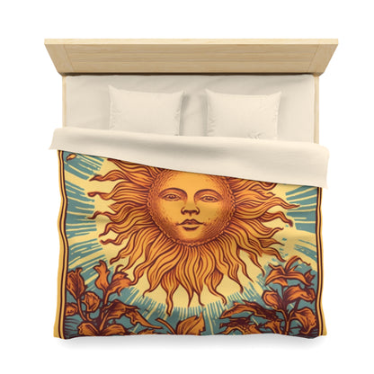 Sun Tarot Card Symbol of Growth, Life, and Radiance - Microfiber Duvet Cover