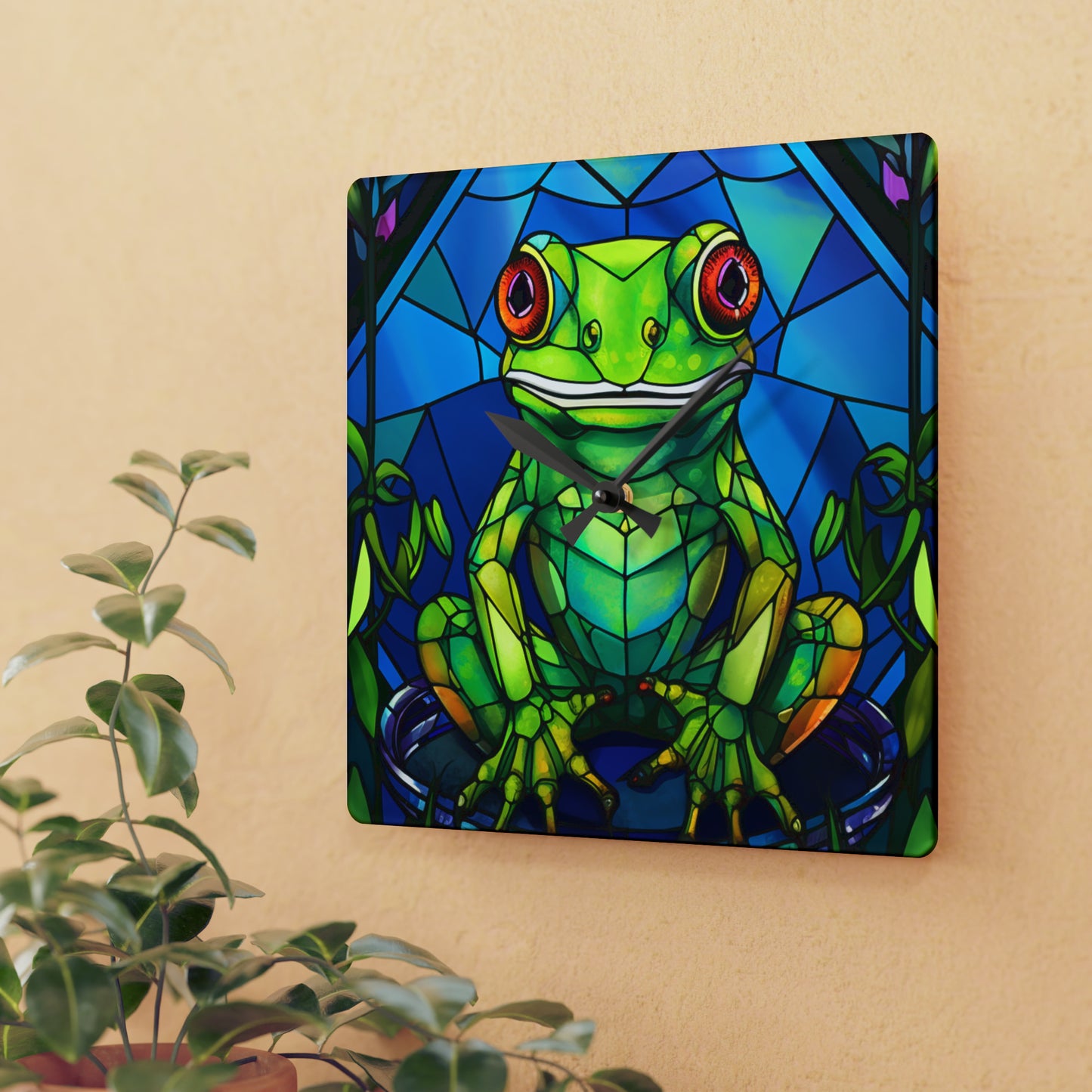 Stained Glass Frog Design - Acrylic Wall Clock