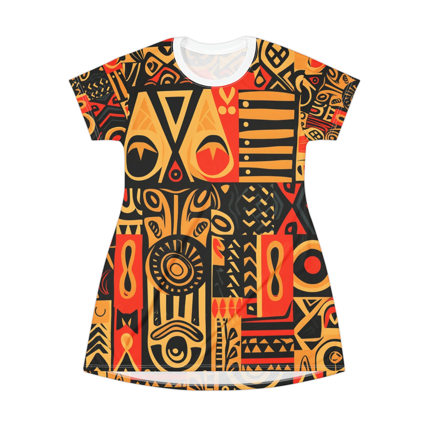 Tribal Art-Inspired Abstract Symbols, Heritage - T-Shirt Dress (AOP)