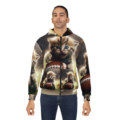 Football Kitten Touchdown: Tabby's Winning Play Sport Game - Unisex Zip Hoodie (AOP)