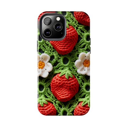 Strawberry Field Crochet - Forever Forest Greens - Fruit Berry Harvest Crop - Tough Phone Cases