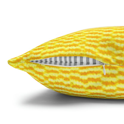 Sunshine Yellow Lemon: tela alegre e inspirada en la mezclilla - Funda de almohada cuadrada de poliéster hilado 