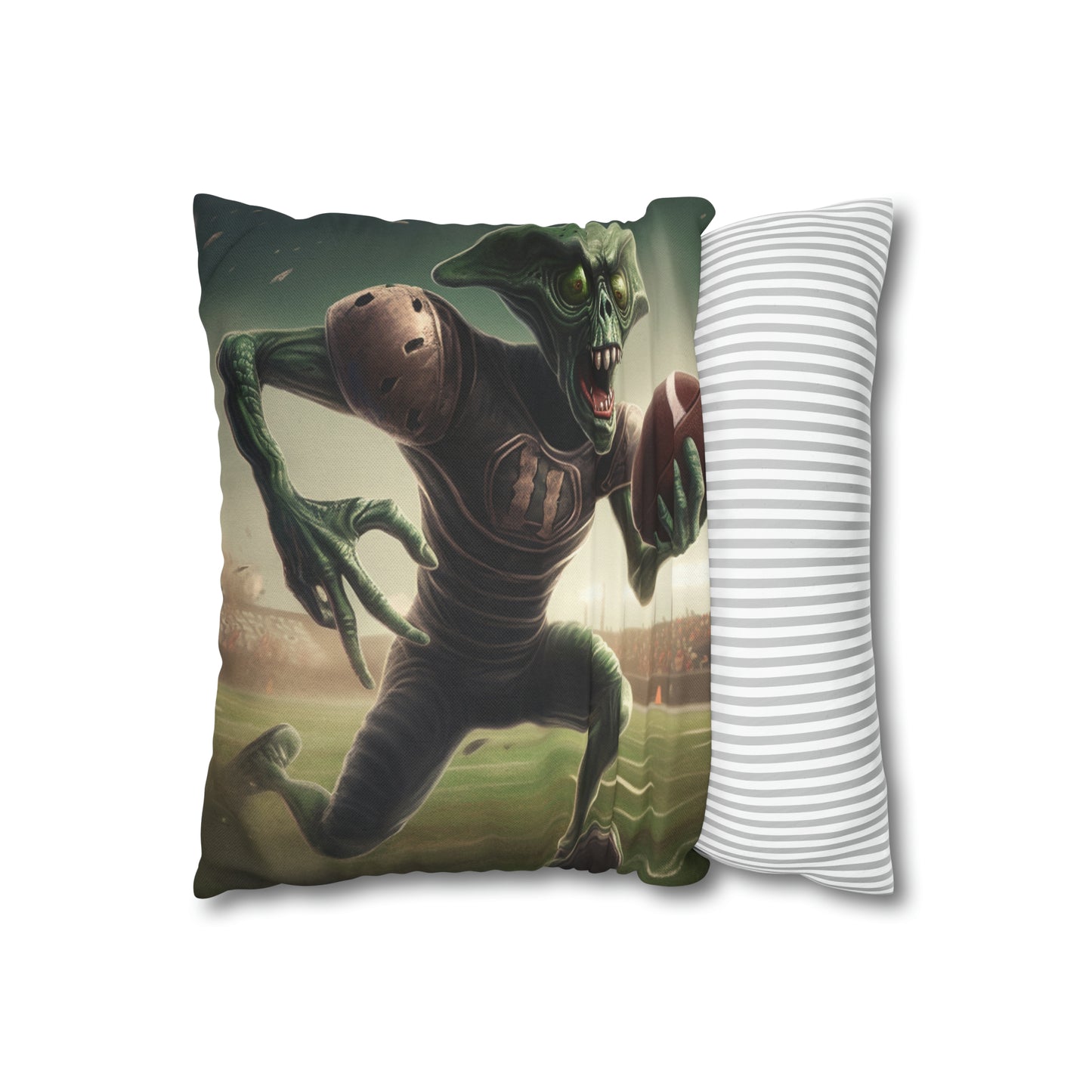 Alien Football Space Sport Game Stadium Athlete Galaxy Player - Spun Polyester Square Pillow Case