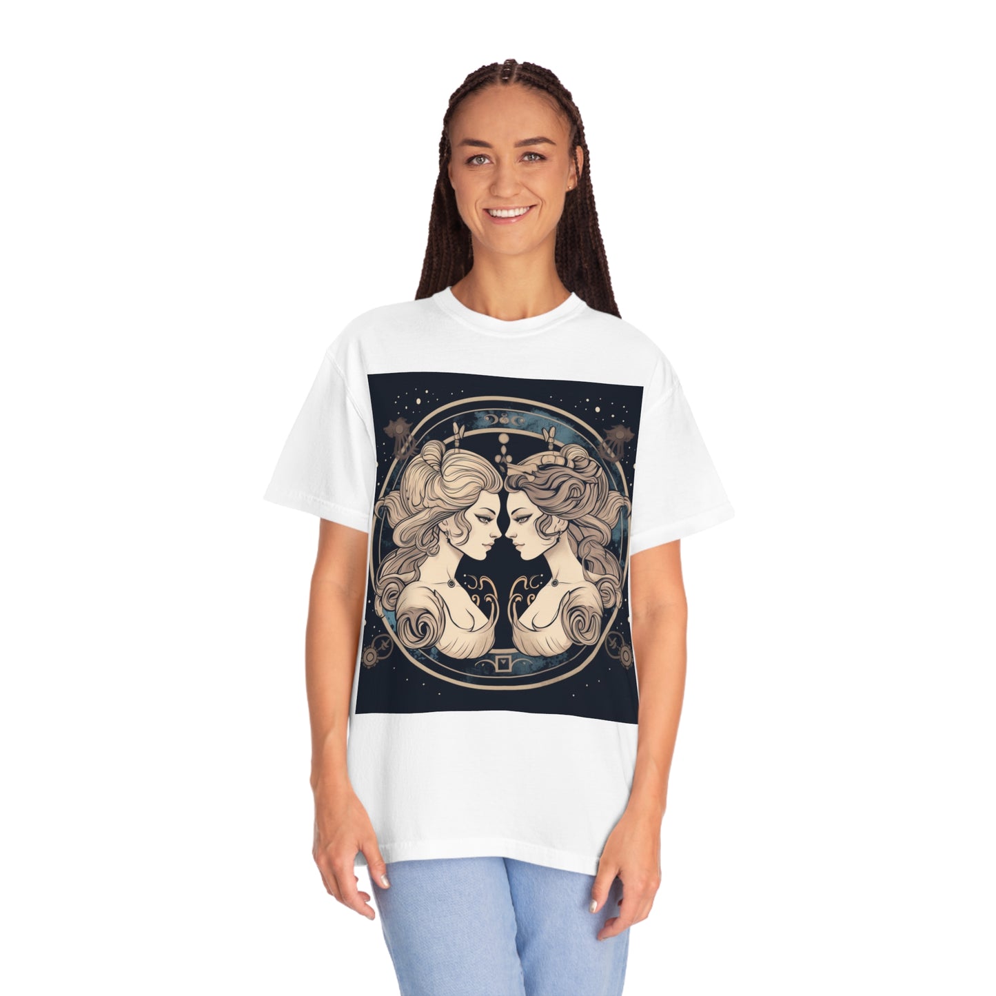 Duality of Gemini - Expressive Twins Zodiac Astrology - Unisex Garment-Dyed T-shirt