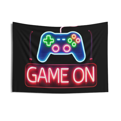 Game On Sign, Neon Graphic, Indoor Wall Tapestries