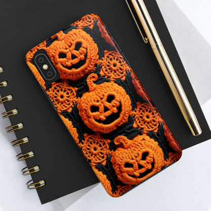 Halloween Crochet Pumpkin Scary Horror Festive Holiday Pattern - Tough Phone Cases