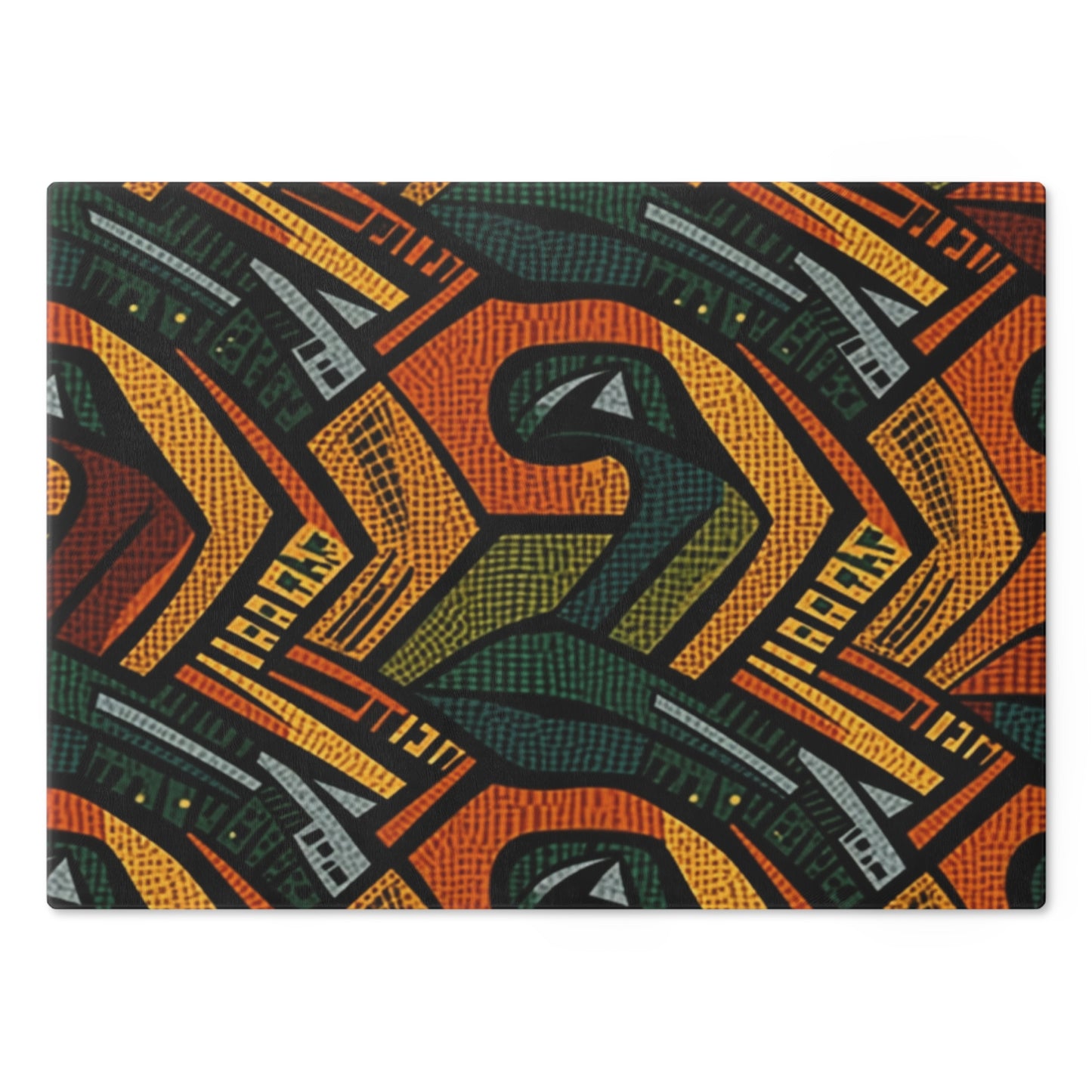 1960-1970s Style African Ornament Textile - Bold, Intricate Pattern - Cutting Board