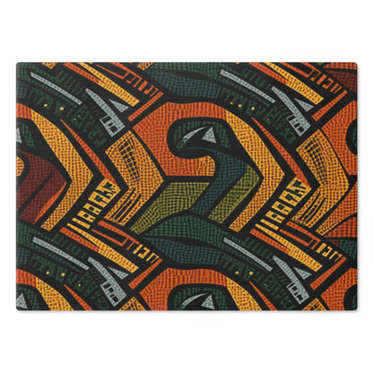 1960-1970s Style African Ornament Textile - Bold, Intricate Pattern - Cutting Board