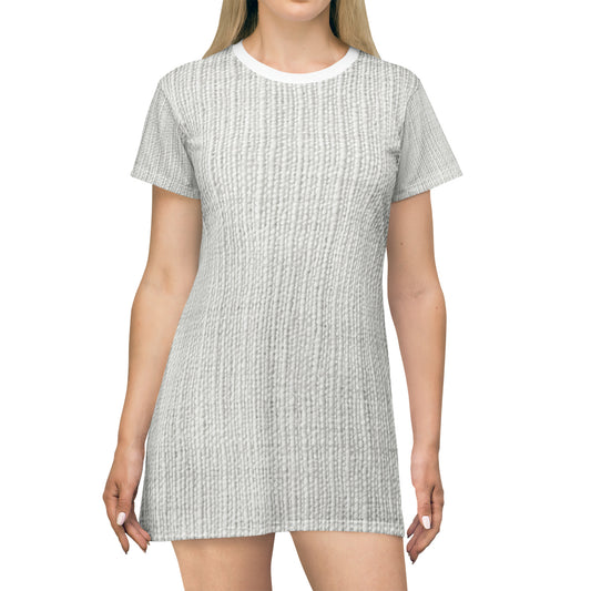 Chic White Denim-Style Fabric, Luxurious & Stylish Material - T-Shirt Dress (AOP)