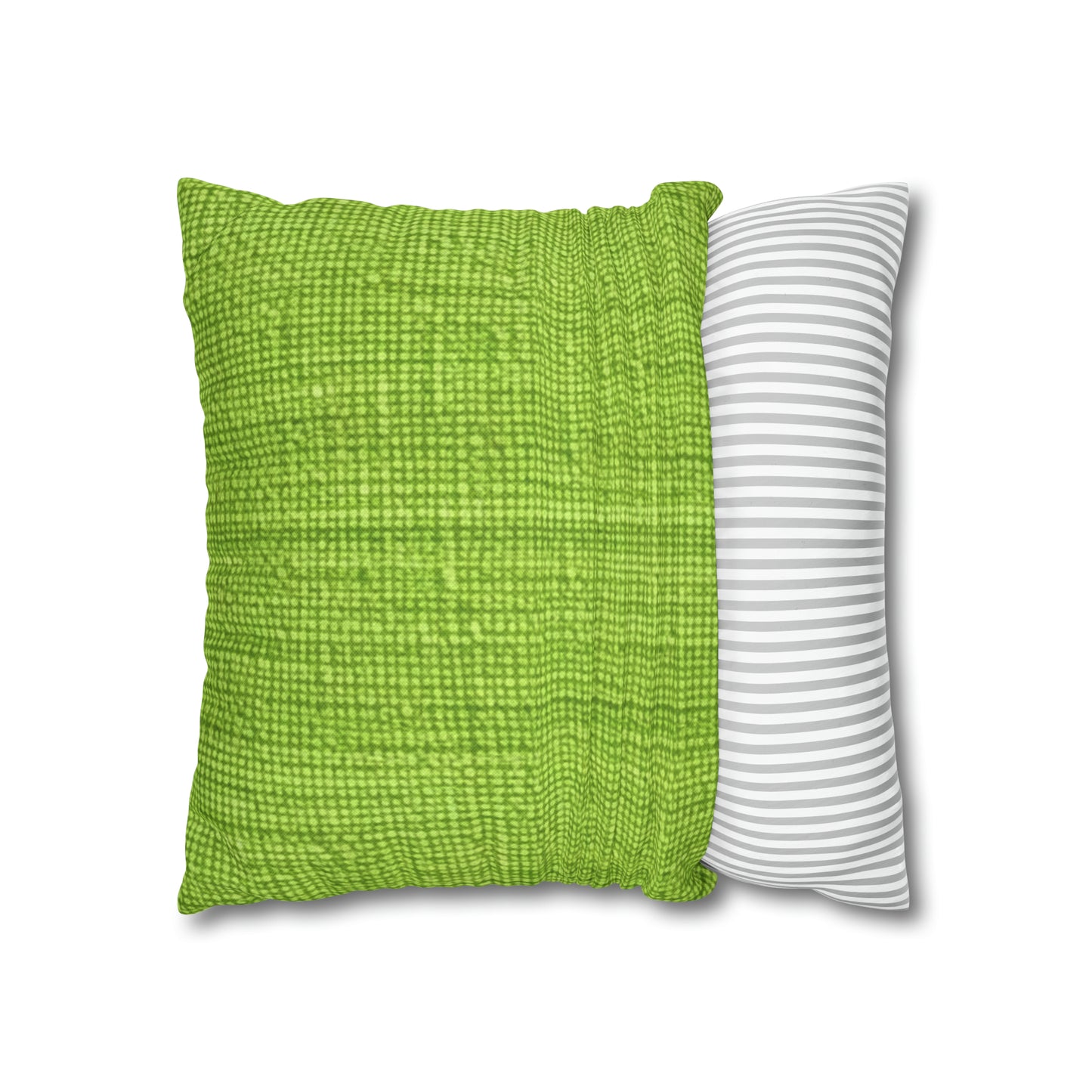 Lush Grass Neon Green: estilo de tela primaveral inspirado en la mezclilla - Funda de almohada cuadrada de poliéster hilado