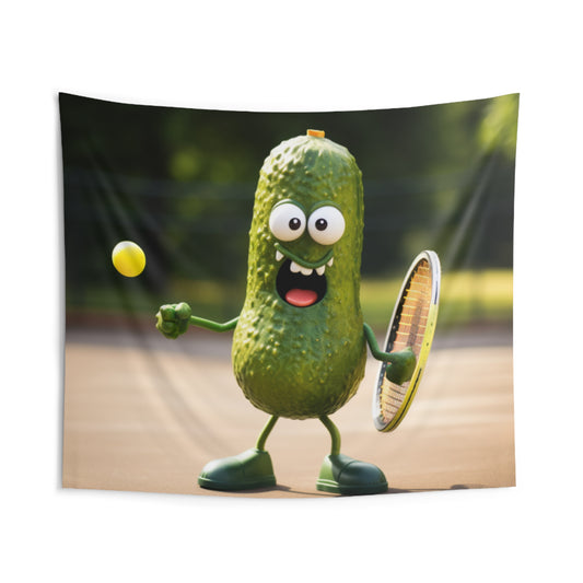 Pickle Playing Pickleball: Serve, Paddle, Game - Court Sport - Indoor Wall Tapestries