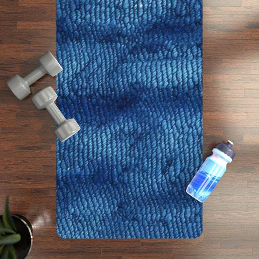 Blue Spectrum: Denim-Inspired Fabric Light to Dark - Rubber Yoga Mat