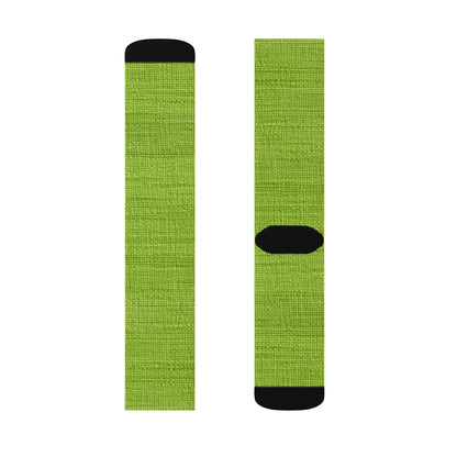 Lush Grass Neon Green: Denim-Inspired, Springtime Fabric Style - Sublimation Socks