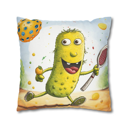 Pickleball Play: Pickle Sport Action Game, Fast Dink Ball - Spun Polyester Square Pillow Case