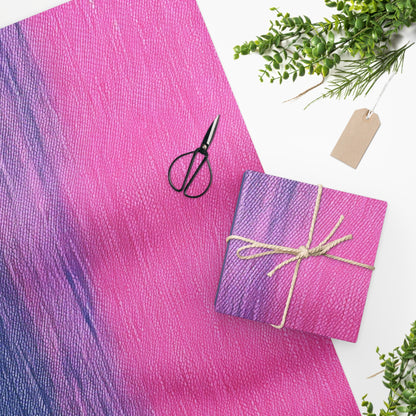 Dual Delight: Half-and-Half Pink & Blue Denim Daydream - Wrapping Paper