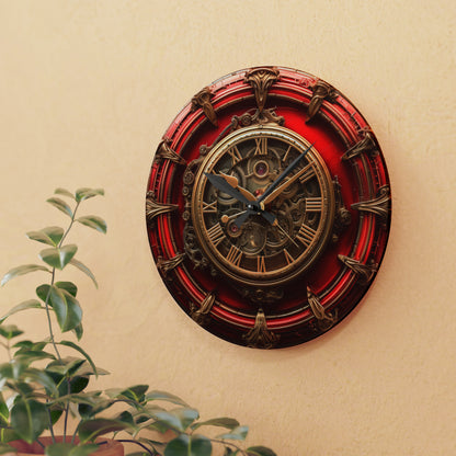 Red Steampunk Cyberpunk, Acrylic Wall Clock