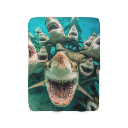 Laughing Lemon Sharks: Joyful Sea Jaws Ocean Deep - Sherpa Fleece Blanket