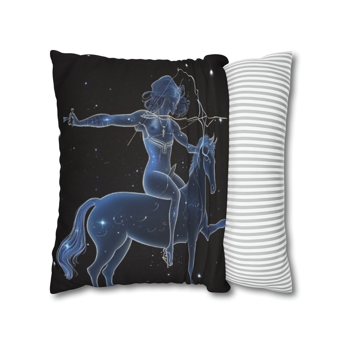 Sagittarius Zodiac in Starlit Universe - Fluorescent Colors - Spun Polyester Square Pillow Case