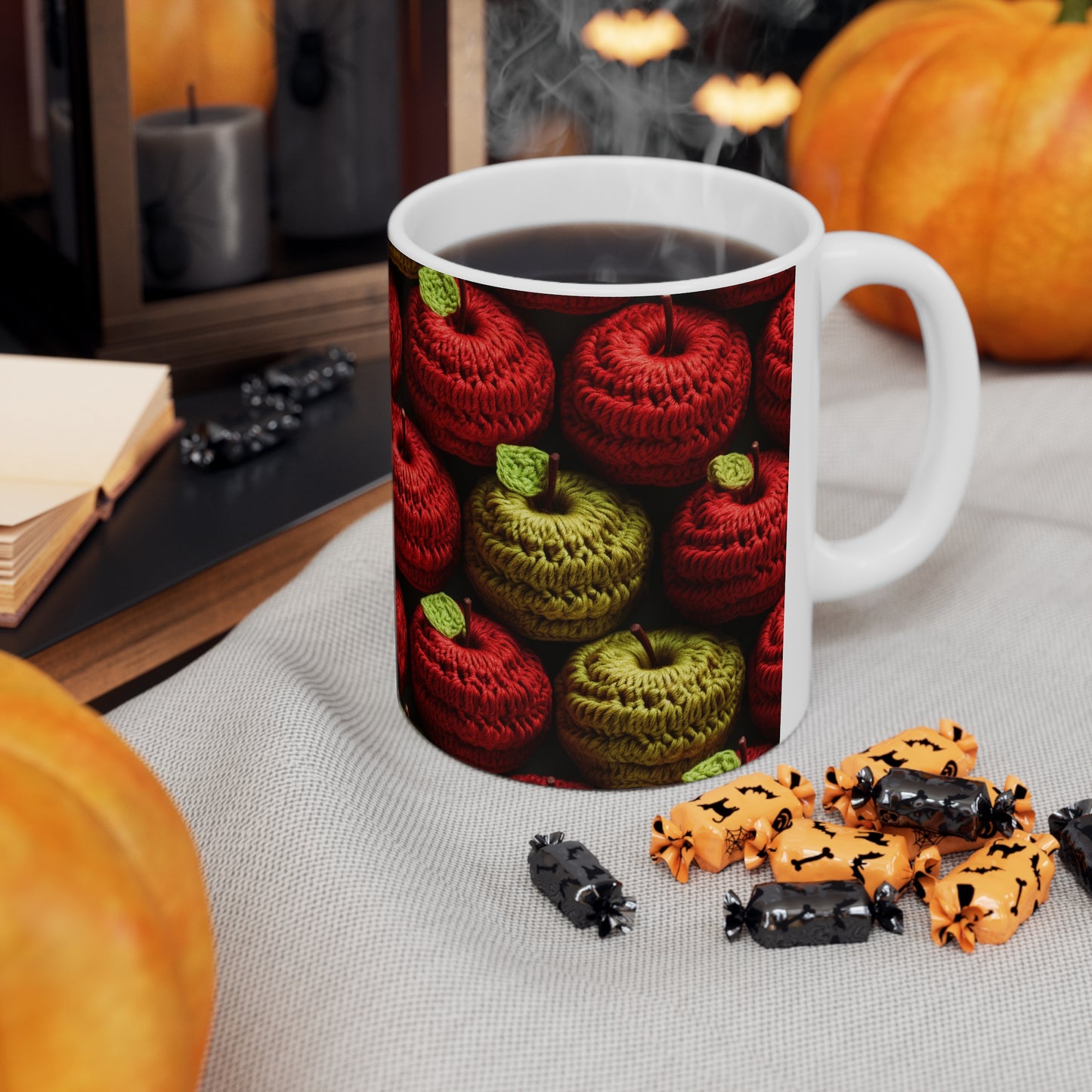 Crochet Apple Amigurumi - Big American Red Apples - Healthy Fruit Snack Design - Ceramic Mug 11oz