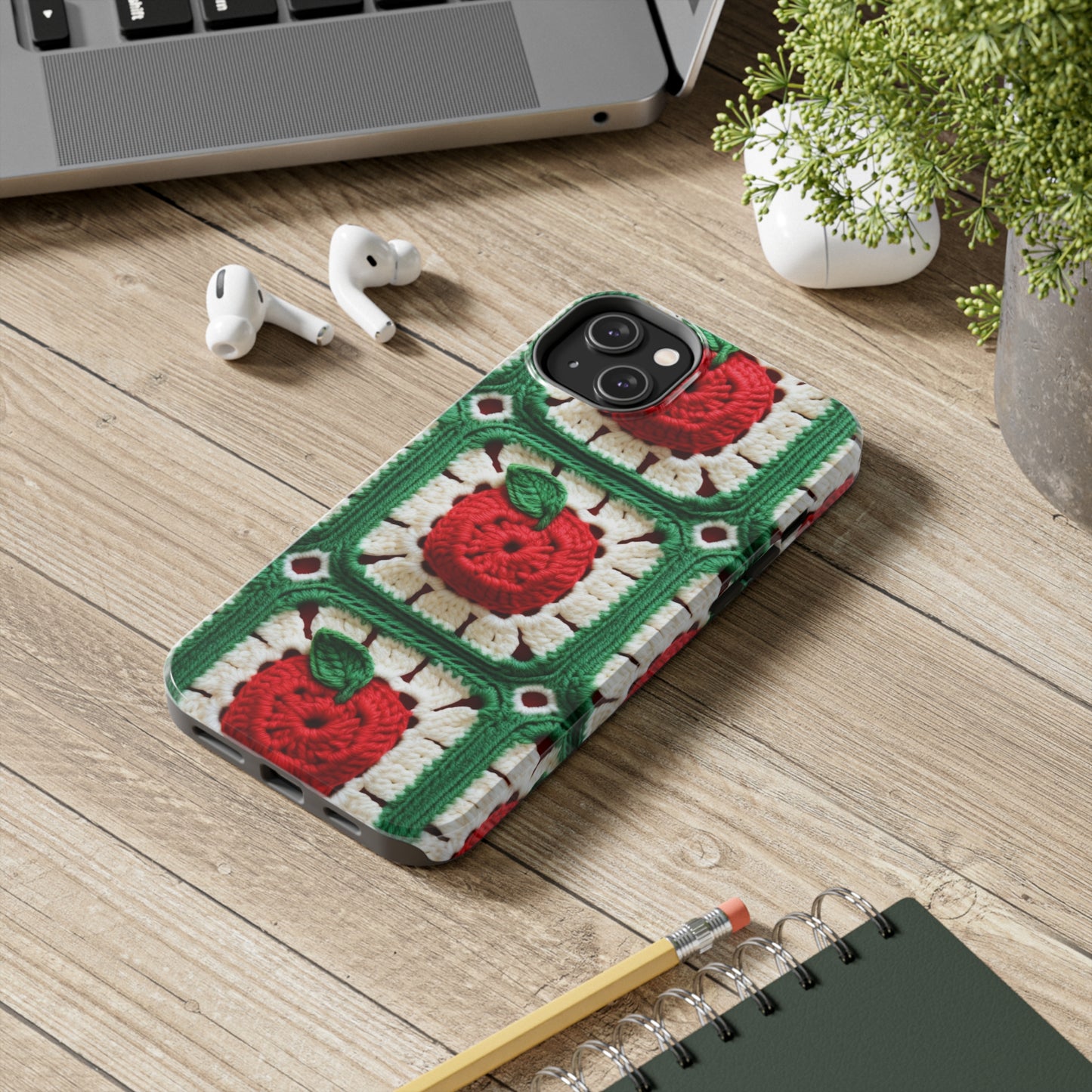 Apple Granny Square Crochet Pattern: Wild Fruit Tree, Delicious Red Design - Tough Phone Cases