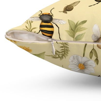 Whimsical Bees & Honeycombs Nature-Friendly Pattern Design Spun Polyester Square Pillow