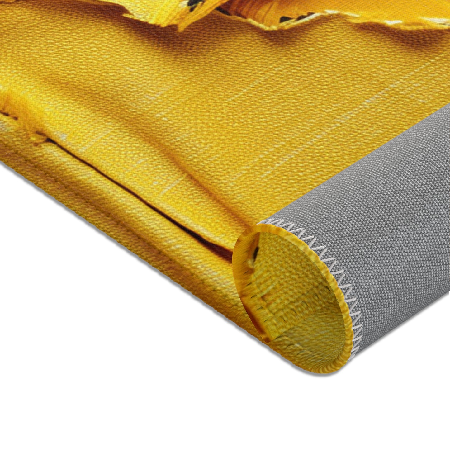 Banana Yellow Lemon: Bold Distressed, Denim-Inspired Fabric - Area Rugs