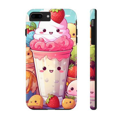 Strawberry Japan Milkshake - Kawaii Dessert Delight - Sweet Berry Anime Character - Tough Phone Cases