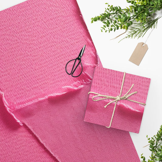 Distressed Neon Pink: Edgy, Ripped Denim-Inspired Doll Fabric - Wrapping Paper