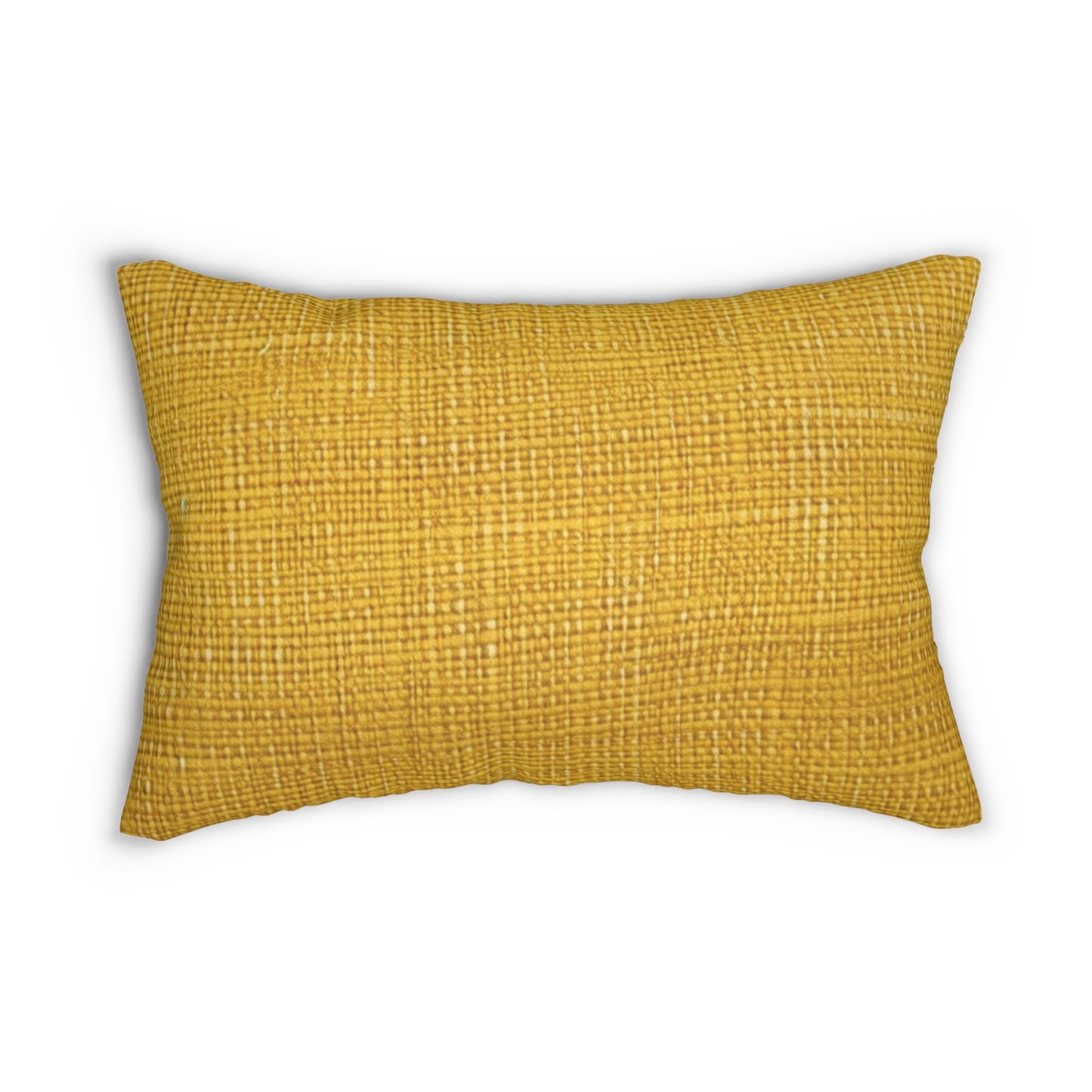 Radiant Sunny Yellow: Denim-Inspired Summer Fabric - Spun Polyester Lumbar Pillow