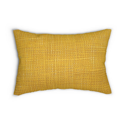 Radiant Sunny Yellow: Denim-Inspired Summer Fabric - Spun Polyester Lumbar Pillow