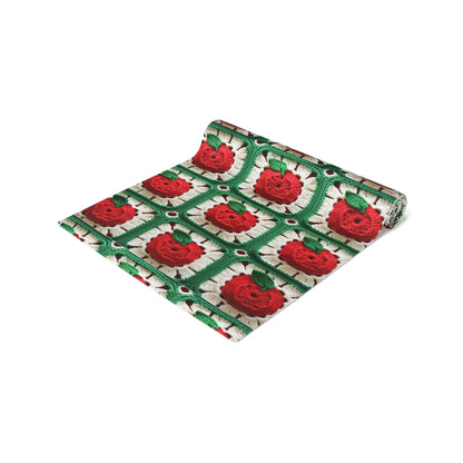 Apple Granny Square Crochet Pattern: Wild Fruit Tree, Delicious Red Design - Table Runner (Cotton, Poly)