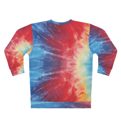 Rainbow Tie-Dye Denim: Vibrant Multi-Color, Fabric Design Spectacle - Unisex Sweatshirt (AOP)