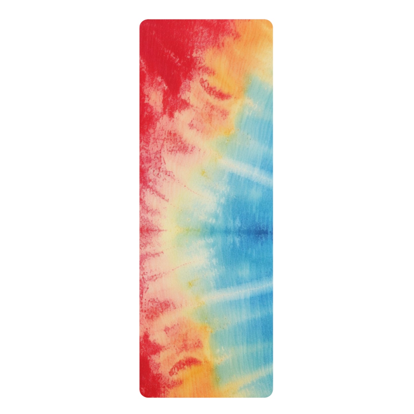 Rainbow Tie-Dye Denim: Vibrant Multi-Color, Fabric Design Spectacle - Rubber Yoga Mat