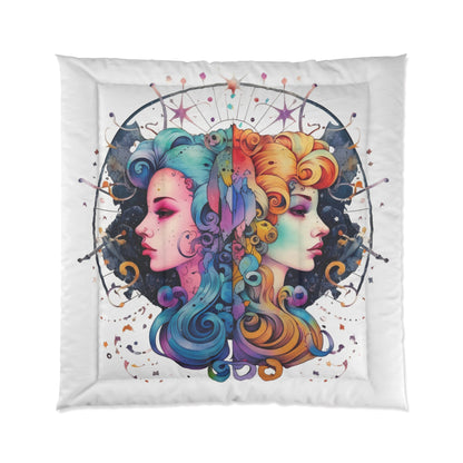 Graffiti Gemini Zodiac Sign - Astrology, Twins Symbol - Comforter